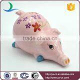 Cute Pink Hand Painted Ceramic Pig Modern Home Decor thumbnail-1