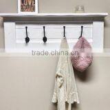 Rustic Wooden White Coat Rack Wooden Shelf thumbnail-2