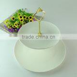 Wholesale Stock Porcelain Cake Stand With Handle , Two Tiers Porcelain Cake Stand for Weeding/party/daily Use thumbnail-2