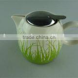 Stock Glazed Ceramic Teapot With Iron Cover With Cheap Price thumbnail-4