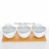 Set of 3 White Custom Printed Ceramic Suger Salad Bowl thumbnail-1