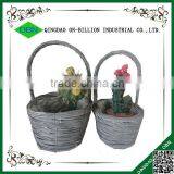 Woven Rattan Flower Basket With Handle thumbnail-3
