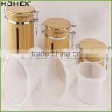 Metal Kitchen Storage Box, Tea Sugar Coffee Canister With Bamboo Lid/Homex_Factory thumbnail-1