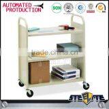 Library Double Sided Book Trolley Mobile Steel Book Cart For Sale thumbnail-4