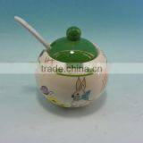 Round Easter Rabbit Ceramic Salt Keeper thumbnail-1