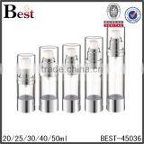 China Cost Peice Different Size Cosmetic Packaging Lotion Serum Cream Silver UV Pump Clear Airless Cosmetic Pump Bottle thumbnail-1