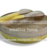 Set of 1 Round Bamboo Salad Bowl and 2 Bamboo Salad Servers thumbnail-1