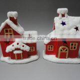 Hot Sell Ceramic Santa Clause Snowman House With LED Light for Christmas Decoration thumbnail-5