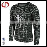 Man Sleeve Long Spider Web Printded Compression Shirts From China thumbnail-1