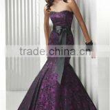 Purple Black Lace Strapless Mermaid Full Length Party Dress thumbnail-1