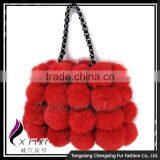 CX-H-11 Korea Fashion Blue Rabbit Fur Hand Bags For Women thumbnail-2