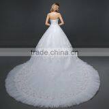 MGOO High Quality Empire Hand Work Tail Wedding Dress Korea Style Bridal Strapless Dress Italian Wedding Dress Sleeveless thumbnail-5