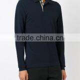 Soft Dark Navy Blue Thermal Cotton Long Sleeve Polo Shirt on Sale thumbnail-2