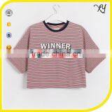 Latest New Model Shirts Crop Tops Women Wholesale Women Striped t Shirt thumbnail-4