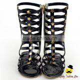 2017 New Models Design Kids Metal Golden Color PU Little Girl Gaiters Boots Shoes With Zipper Snadals thumbnail-5