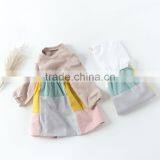 S33550W 2017 New Summer Fashion Girls Color Joining 100% Cotton Dress thumbnail-1
