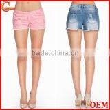 Latest Fashion Design Stone Washed Shorts Women/sexy Denim Shorts With Trim thumbnail-1
