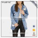 Denim Style Blue Women Fashion Jacket With Patterns thumbnail-1