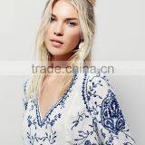 2016 Guangzhou Shandao Hot Selling Fashion Autumn Casual Long Sleeve V Neck White Embroidery Cotton Designs Ladies Tops thumbnail-4