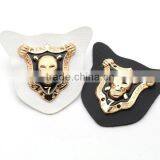 Black/white PU Sew on Leather Label Patches Metal Alloy Skull Badges Cloth Labels for Jeans Jacket PLB-019 thumbnail-2