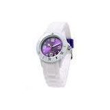 Outdoor Silicone White Bracelet Watch Round , Color Changing Dial sports bracelet watch