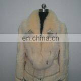 Fox collar and rabbit fur coat