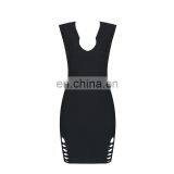 Latest Dresses Design Women Sexy Sleeveless Deep-V Black Short Tight Mini Dress Club Party Dress thumbnail-2