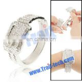 Trendy Bling Silver Buckle Belt Style Metal Diamond Bracelet Jewelry