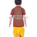 Rajasthani Dress Boy's Dhoti Kurta & Turban, Indian Traditional, Ethnic, Handmade, Yellow Angrakha Set, Kedia Dress Cotton thumbnail-5