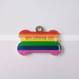 rainbow color bone shaped customized fashion desgin soft enamel hot sale metal dog tag