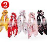Girl Women Satin Chiffon Scrunchies Hairbands Solid Flower Leopard Design Ponytail Holder Stretch Headwear 6series thumbnail-5