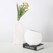 Flat Black And White Stripes Simple Art Style Ceramic Vase, Creative Design Home Decoration thumbnail-2