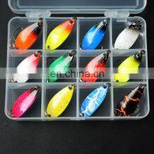 12 Pcs/Set Metal Spoon Lure Fishing Fish Bait Kit Spoon Lure Set