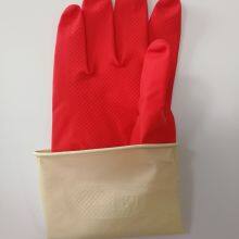 Red and White Bio Color Latex Household Gloves Unlined Cleaning Gloves Without Flocklined thumbnail-3