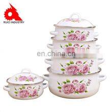 Cast Iron Cookware Mini Enamel Hot Soup Pots With Decal thumbnail-3