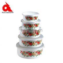 China Enamel Coated White 5pcs Iron Enamel Cookware thumbnail-4