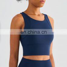 Shockproof High Neck Sports Fitness Bra Hot Sale Fixed Pads Gym Yoga Bra Top One Piece Workout Running Training Wear For Women thumbnail-5