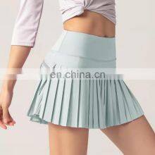 Custom Logo Two In One Yoga Tennis Pleated Shirts Quick Dry Sports Jogging Fitness Wear Mini Skirt Women Sports Outfit Clothing thumbnail-4