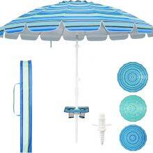 Wholesale OEM 8.5FT Large Beach Umbrellas With Table Outdoor Patio Umbrella Offset Pole Polyester Canopy Windproof Iron Base Sustainable UV50+ thumbnail-4