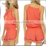 2016 Spaghetti strap Embroidered Ladies high quality popular jumpsuit
