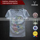 OEM Whlolesale Custom Retro Applique Embroidery Lady T-shirt