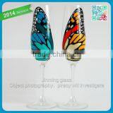 Butterfly Glass Champagne Flutes Personalized Painted Glass Goblet thumbnail-1