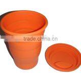Travel Camping Folding Silicone Rubber Cup With Lid thumbnail-5