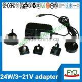 Shenzhen 12v 2a Power Adapter With Interchangeable Plug EU US UK AU and UL CB GS SAA C-Tick PSE CE KC Approved