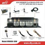 Shenzhen DTY Factory Produce Vehicle Mobile DVR 8ch With GPS 3G Wifi,school Bus Dvr,VR8808-3G