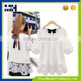 New Fashion O-Neck Short Sleeve Chiffon T Shirt Woman thumbnail-5