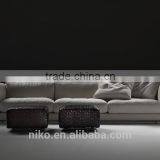 Bali Leather Side High Quality Cotton and Line Fabric Solid Wood Construction Feather Sofa Set thumbnail-2
