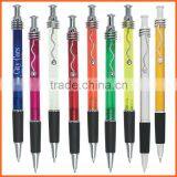 Exhibition Conference Custom Wired Clip Plunger Action Ballpoint Pen With Rubber Grip Ball Pen Supplier thumbnail-1