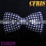Silk Navy Blue With White Dots Knitted Bow Tie