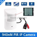 H.264 2.0Megapixel P2P Function+Nightvision Invisible 940nm IR 10M+Audio In IP POE Pinhole Camera